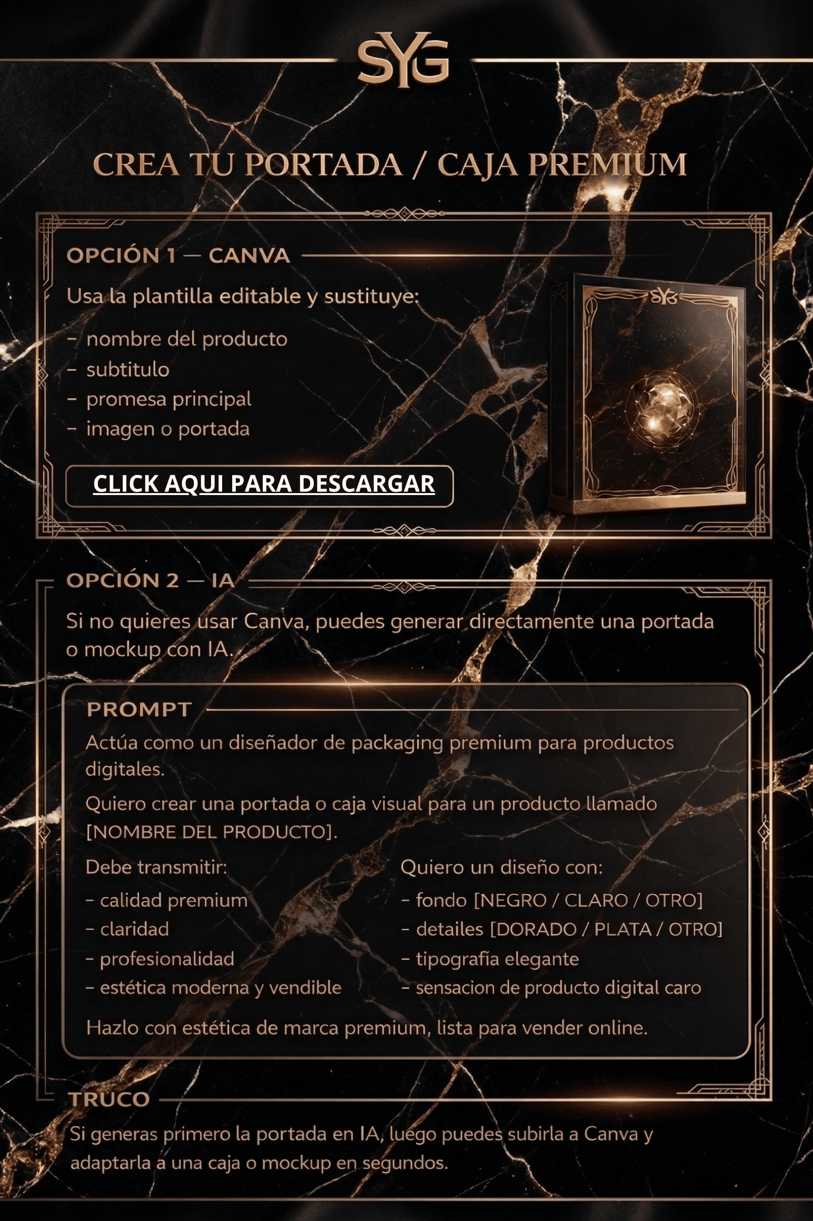 Preview interior del Starter Pack: crea tu portada o caja premium